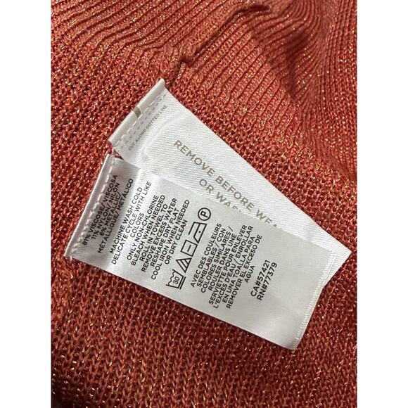 NEW Ann Taylor Orange Cardigan Metallic Sparkle Lightweight Knit Sz Small $98 - Picture 3 of 3